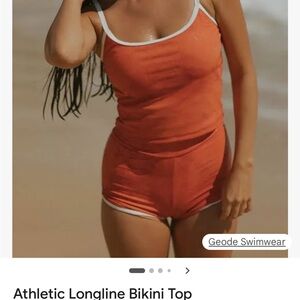 NWT! Geode Women’s Coral with White Trim - Athletic Longline Bikini Top Sz XXL